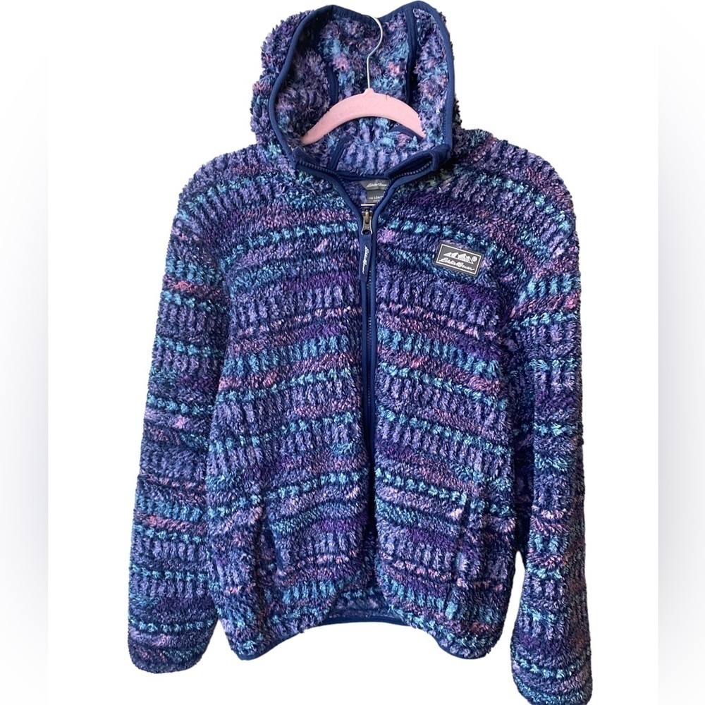 EDDIE BAUER SHERPA‎ BLUE/PINK HOODED JACKET SIZE 14/16